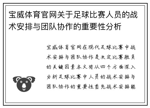 宝威体育官网关于足球比赛人员的战术安排与团队协作的重要性分析